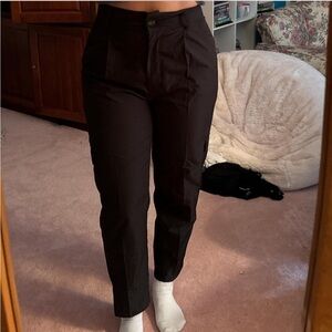 Pleated black cargo business casual pants